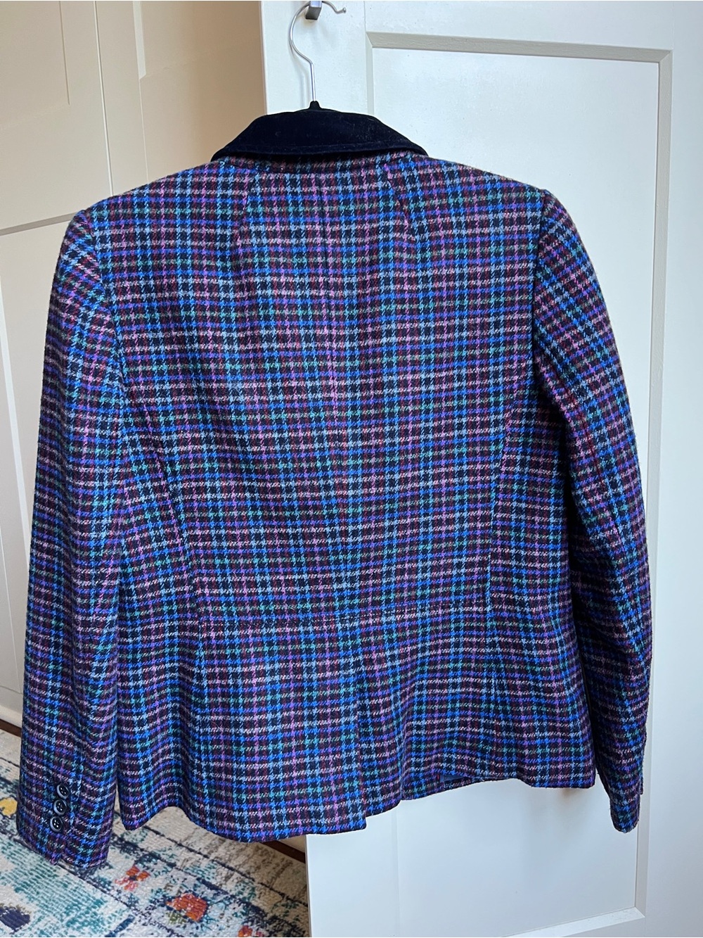 Talbots Mistletoe Plaid Shetland Wool Blazer with Velvet Collar size 8 - Picture 2 of 7
